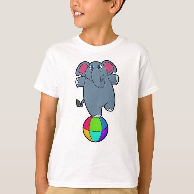 Elefant i Circus med Circus boll T Shirt (Framsida)