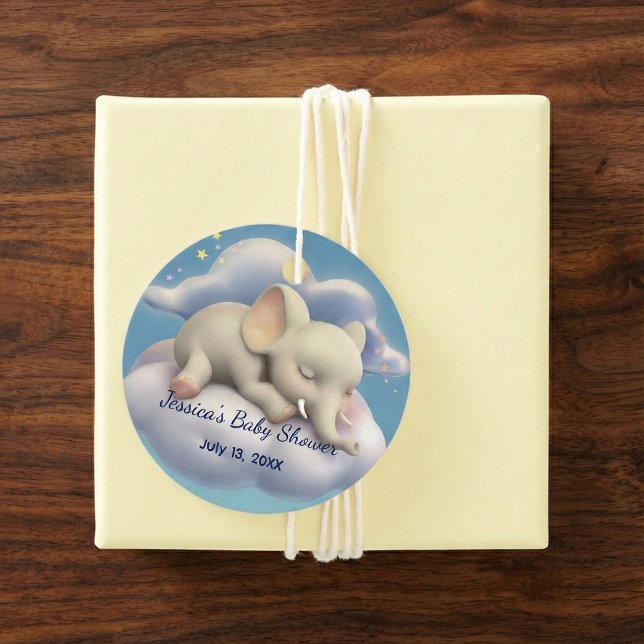 Elefant i Clouds Baby Shower Gåvor Etiketter (Skapare uppladdad)