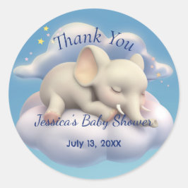 Elefant i Clouds Baby Shower Runt Klistermärke