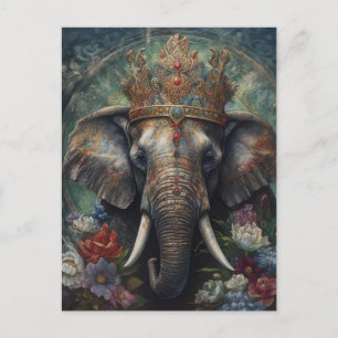 Elefant i en krona vykort