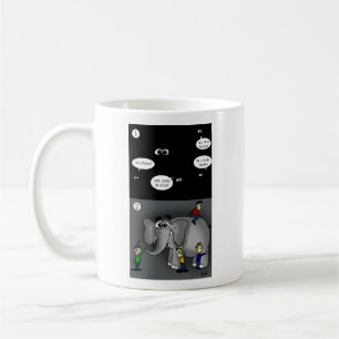 Elefant i ett mörkt rum kaffemugg