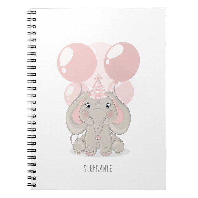 Elefant i födelsedagshatt anteckningsbok (Framsidan)