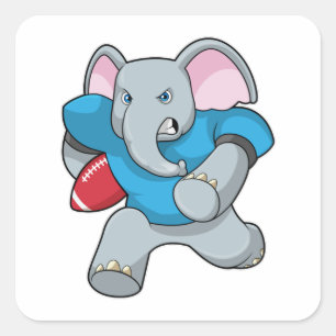 Elefant i fotbollen med utrustning fyrkantigt klistermärke