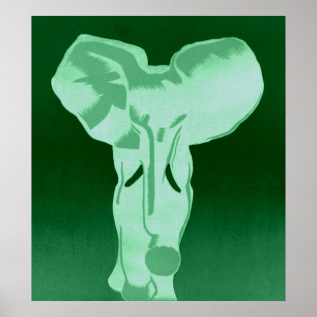 Elefant i grönt poster (Framsidan)