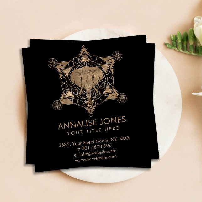 Elefant i Helig Geometry Composition Fyrkantigt Visitkort (Skapare uppladdad)