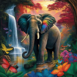 Elefant i Majestic Scenery Jigszle Puzzle Pussel