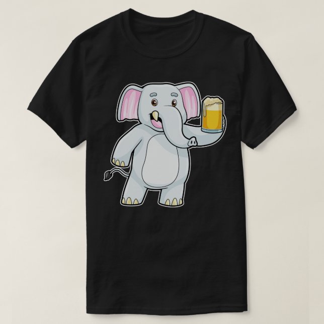Elefant i Party med glas av öl T Shirt (Design framsida)