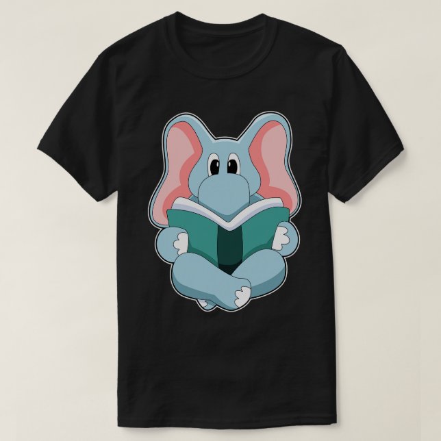 Elefant i Reading med Bok T Shirt (Design framsida)