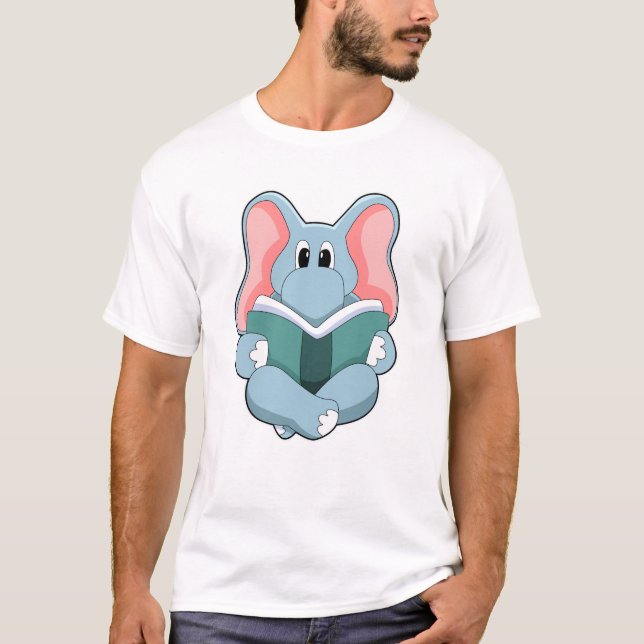 Elefant i Reading med Bok T Shirt (Framsida)