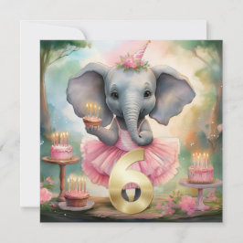 Elefant i rosa tutu Glad 6-årsdag Kort