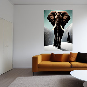 Elefant i snöberget AI Art Poster