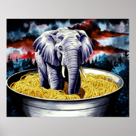 Elefant i Spaghetti Poster Print Wall Art
