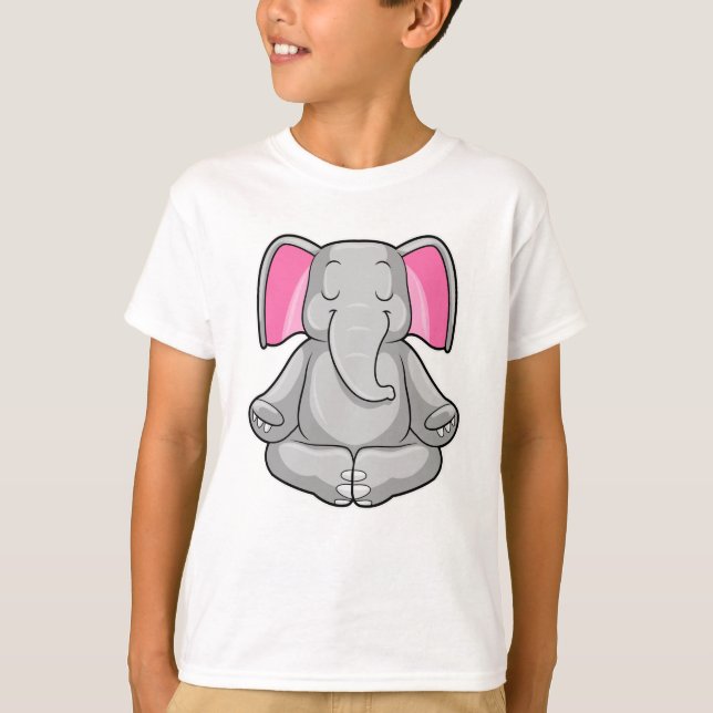 Elefant i Yoga i Kor-legged T Shirt (Framsida)