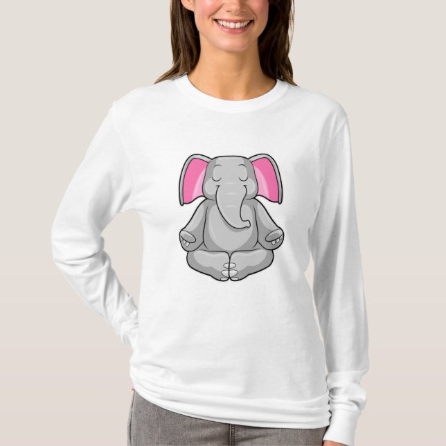 Elefant i Yoga i Kor-legged T Shirt (Framsida)