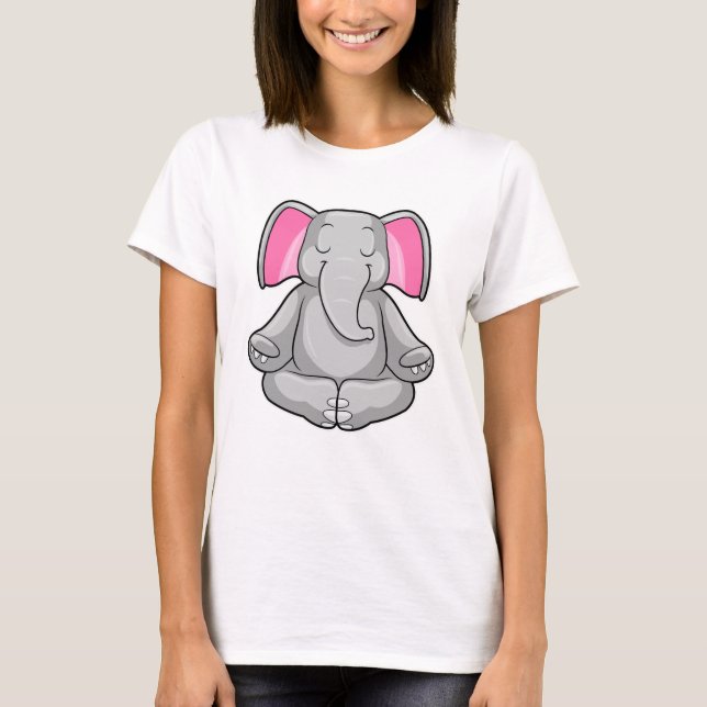 Elefant i Yoga i Kor-legged T Shirt (Framsida)