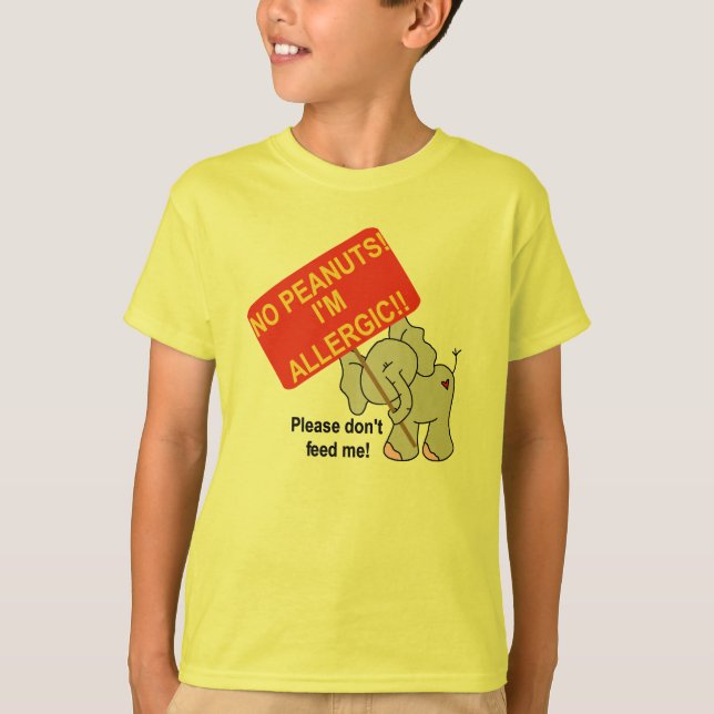 Elefant inga jordnötter mig allergisk förmiddag tee shirt (Framsida)