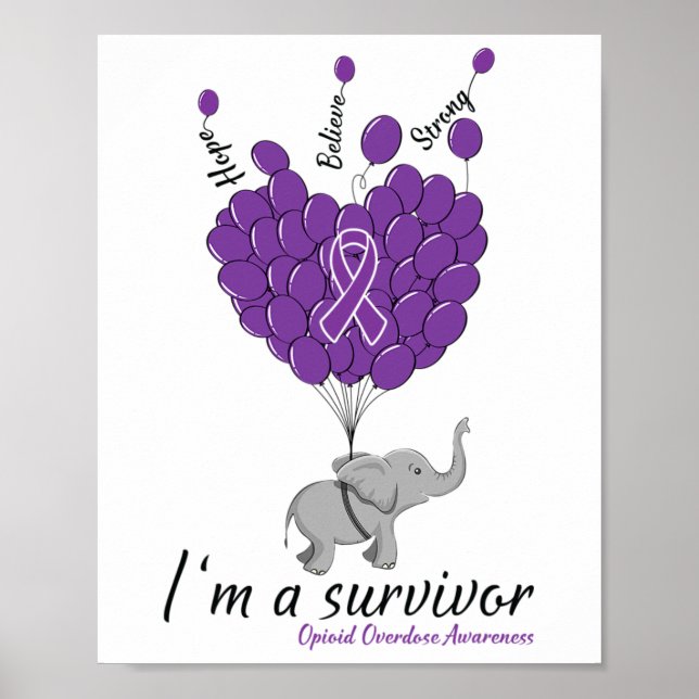 Elefant Jag är en överlevande hjärta Opioid överdo Poster (Framsidan)