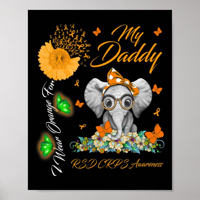 Elefant Jag Har Orange För Min Pappa Rsd Crps Medv Poster (Framsidan)