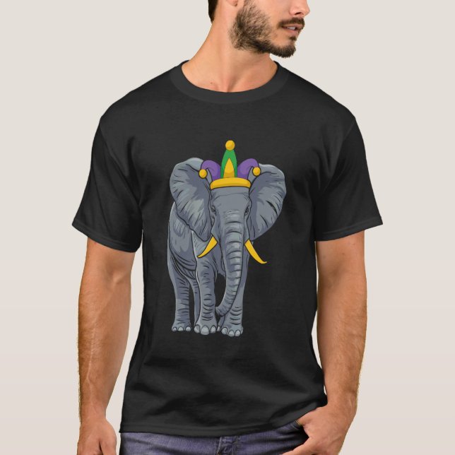 Elefant Jester Hatt Mardi Gras Gåvor Tee Rolig Ele (Framsida)