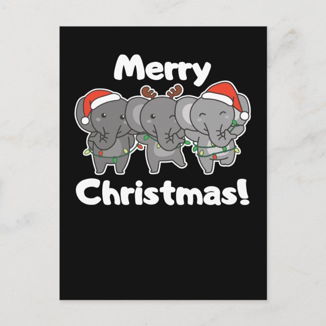 Elefant jul Djur Elefanter Glad Helg Vykort (Framsida)