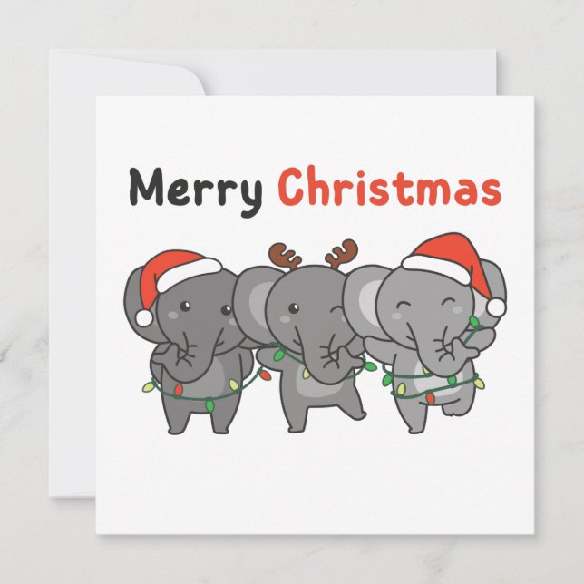 Elefant jul Djur Elefanter Glad Inbjudan (Framsida)