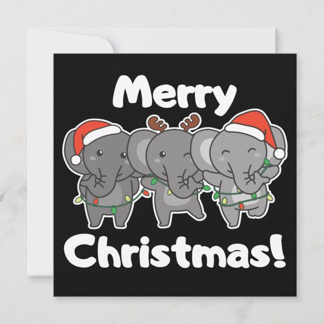 Elefant jul Djur Elefanter Glad Inbjudan (Framsida)