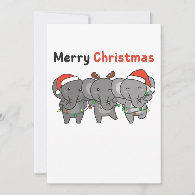 Elefant jul Djur Elefanter Glad Julkort (Framsida)