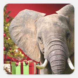 Elefant jul Greetings Fyrkantigt Klistermärke