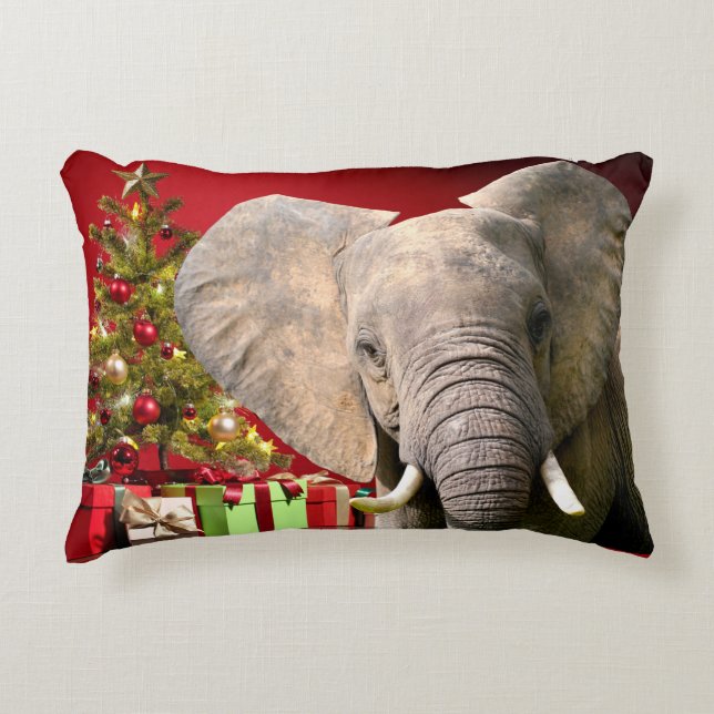 Elefant jul Greetings Prydnadskudde (Framsidan)