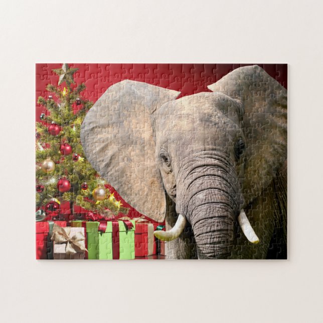 Elefant jul Greetings Pussel (Horisontell)
