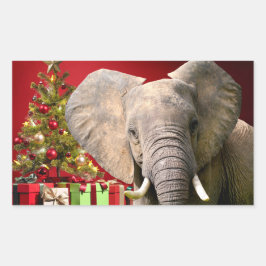 Elefant jul Greetings Rektangulärt Klistermärke