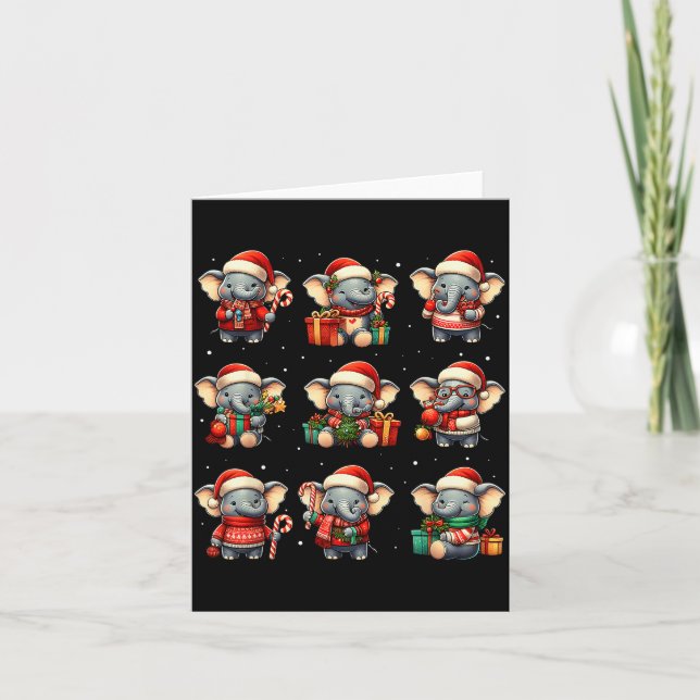 Elefant jul rolig elefantälskare pyjamas herrar kort (Framsida)