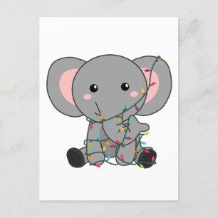 Elefant jul snö vinter djur elefanter helg vykort
