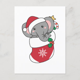Elefant jul snö vinter djur elefanter helg vykort