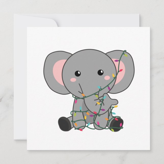 Elefant jul snö vinter djur elefanter inbjudningar (Framsida)