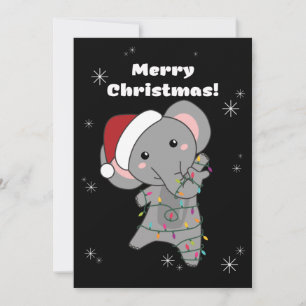 Elefant jul snö vinter djur elefanter julkort