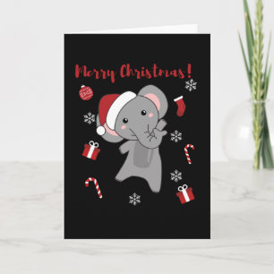 Elefant jul snö vinter djur elefanter kort