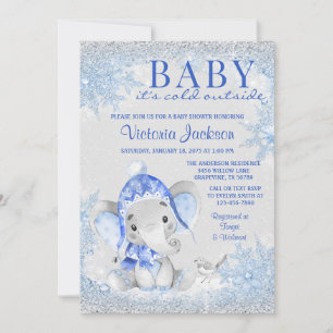 Elefant Jul Vinter Baby Shower Inbjudan