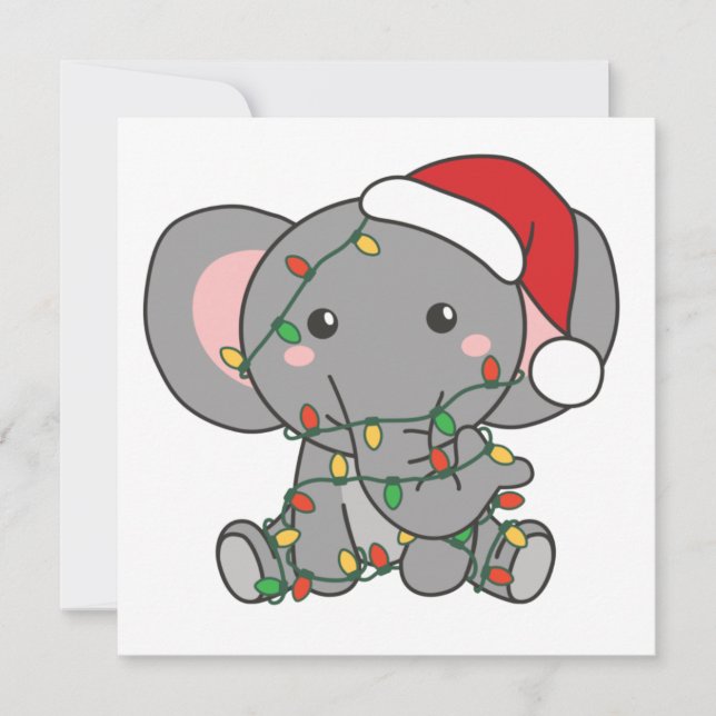 Elefant jul Vinter Djur Elefanter Inbjudan (Framsida)