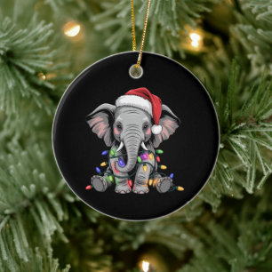 Elefant julbelysning Xmas Holiday Vilda djur Julgransprydnad Keramik
