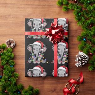 Elefant julbelysning Xmas Holiday Vilda djur Presentpapper