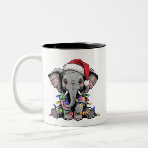 Elefant julbelysning Xmas Holiday Vilda djur Två-Tonad Mugg