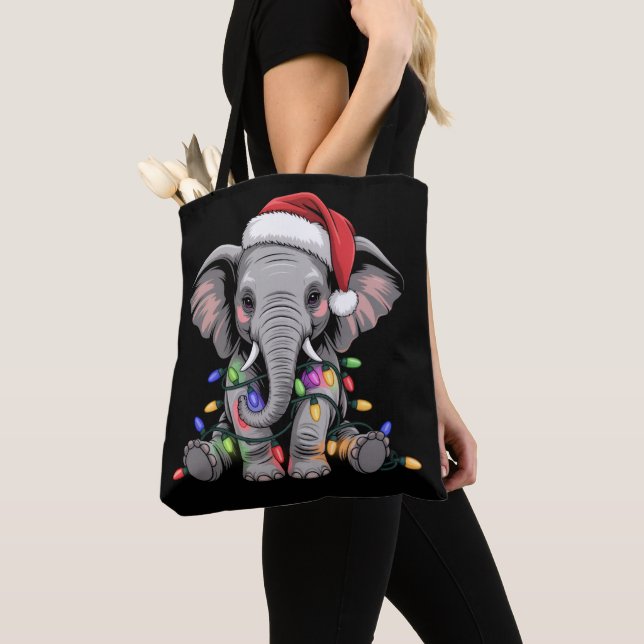 Elefant julbelysning Xmas Holiday Vilda djur Tygkasse (Närbild)