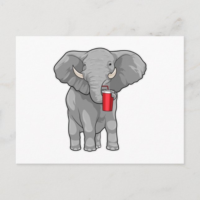 Elefant Kaffe/Te-mugg Vykort (Framsida)