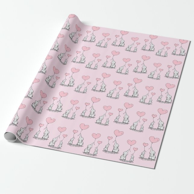 Elefant Kärlek Design Wrapping Papper Presentpapper (Utrullad)