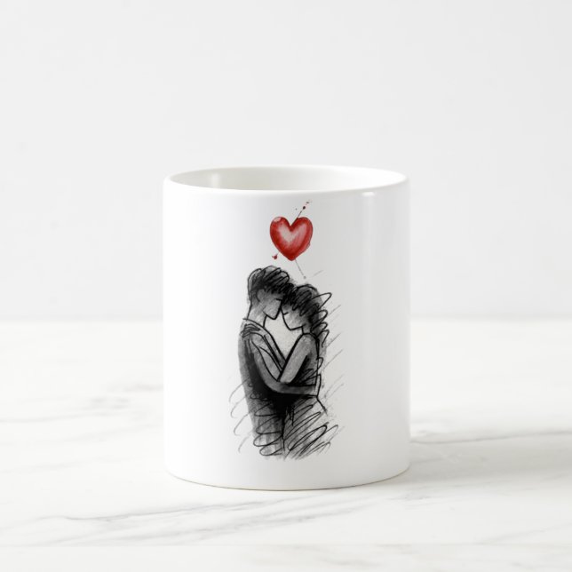 Elefant Kärlekspar | Söt Bröllopsgåva Kaffemugg (Center)