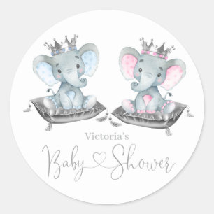 Elefant Köns Avslöjande Baby Shower Runt Klistermärke