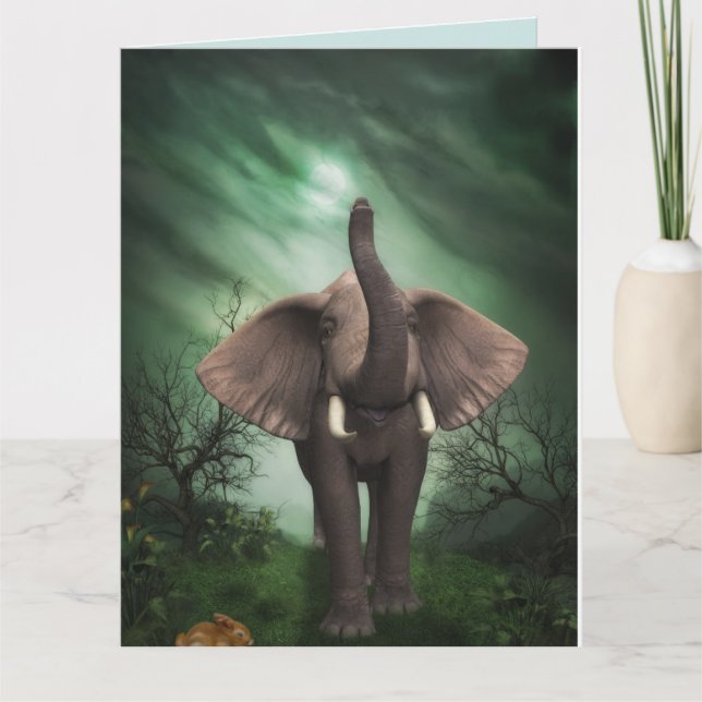 ELEFANT KONST FÖDELSEDAGKORT KORT (Framsida)