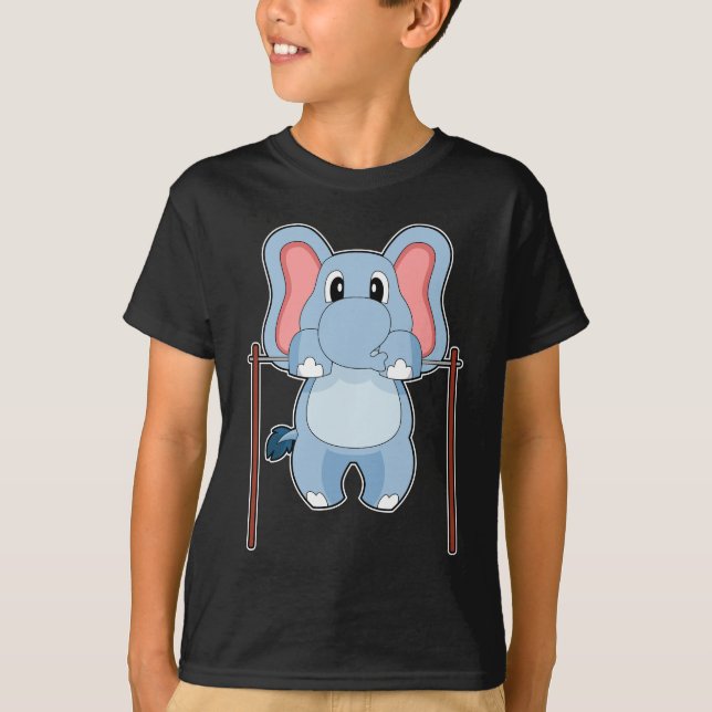 Elefant kroppsbyggare armhävningar bodybuilding t shirt (Framsida)