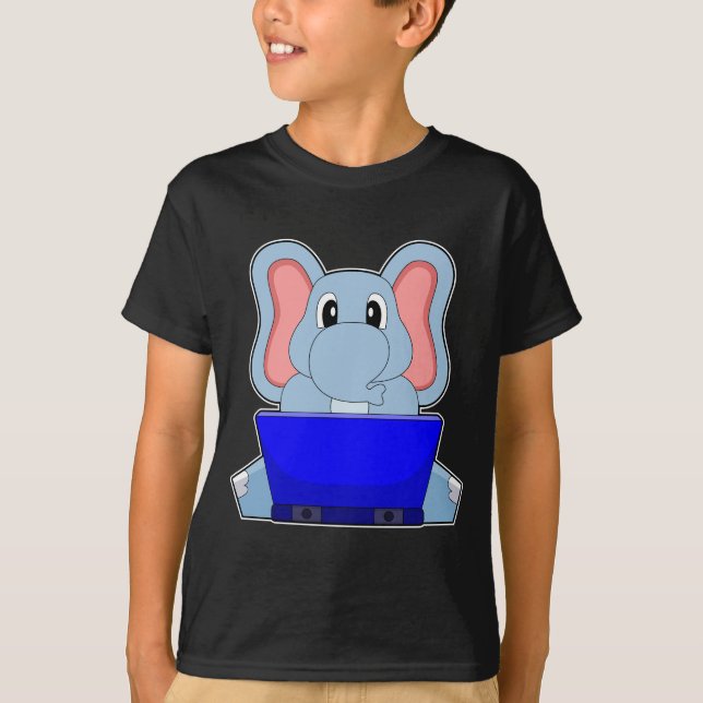 Elefant Laptop T Shirt (Framsida)